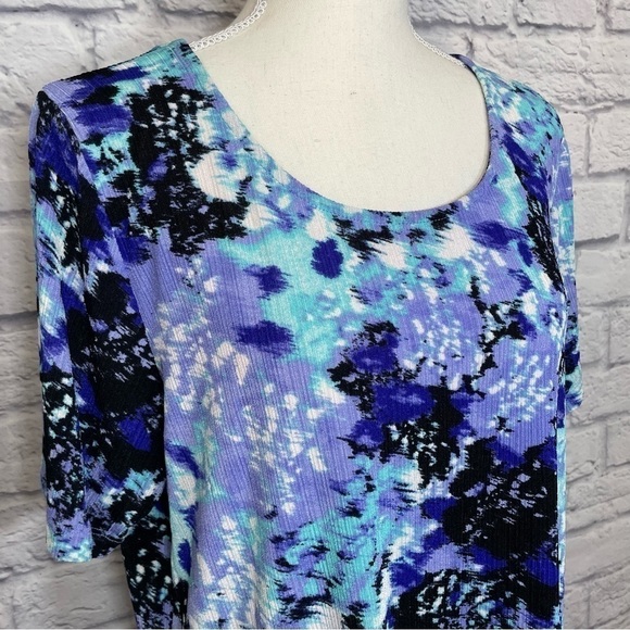 Tanjay Petite Short Sleeve Abstract Multi Color Top Size Medium Petite - Picture 4 of 11